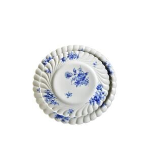 Limoges 8" 10" plate set 2 Blue Onion Blue Flower Haviland France vtg